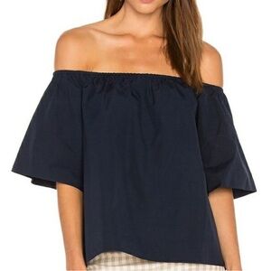 Alice Olivia Navy Blue Off The Shoulders Top, cross over cut out back